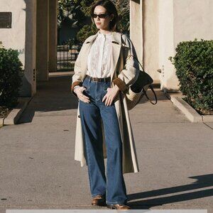 Petite Studio NYC x Suggly Odilia Mid Rise Straight Leg Jeans Mid Indigo